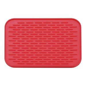 8.5" x 6" Silicone Drain Pad Heat Resistant Non-Slipping - Red